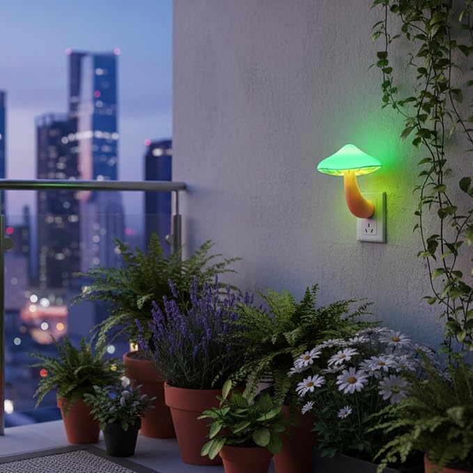 AUSAYE 4 Pack Plug in Night Light, Mushroom Light LED Nightlights for Kids, Adults, Bedroom, Bathroom,Hallway, Stairs, Kitchen Green