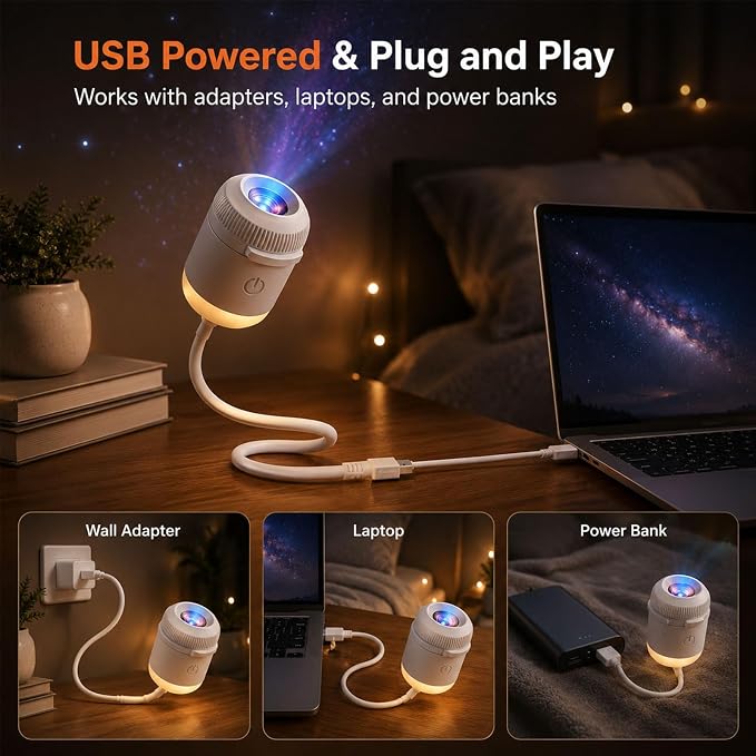 2-in-1 Galaxy Projector Night Light, Smart Dynamic 5D Holographic Night Light Projector, 360° Rotating Plug and Play Star Projector,Mini Galaxy Projector for Bedroom Ceiling Wall Room Decor (12 Films)