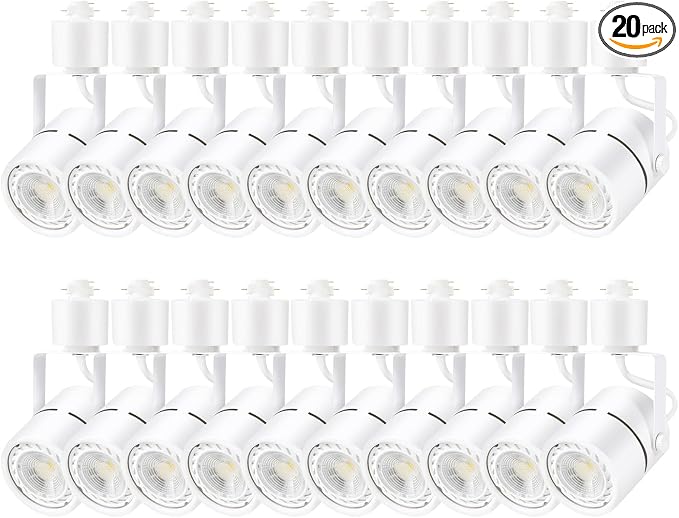 10W LED Track Lighting Heads - Adjustable H Type Track Lights for Retail & Artwork, Cool White 4000K, 1000lm, 120V, 24° Angle Halo Type, White, Pack of 20