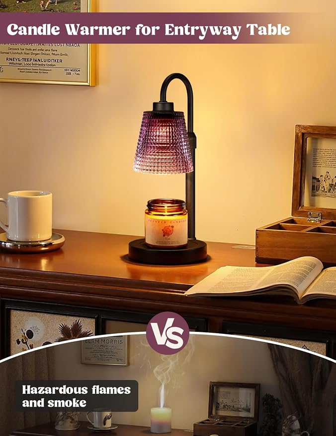Innqoo Purple Candle Warmer Lamp with Timer, Dimmable Candle Warmer for Home Decor, Height Adjustable Candle Lamp for Jar Candles, Birthday Gifts for Women Mom, House Warming Gifts New Home