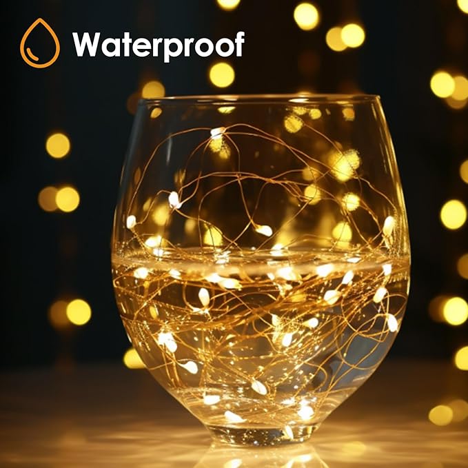 kolpop 50 Pack Fairy Lights Battery Operated with Timer, 16FT 50LED Mini String Light Battery Powered, Warm White Tiny Christmas Lights for Indoor Wedding Decorations