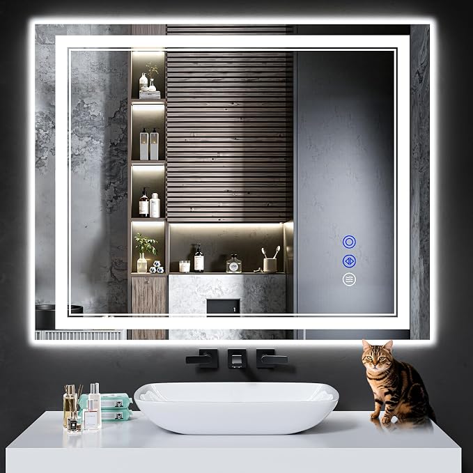 40"x32" LED Bathroom Mirror with Lights,Anti-Fog,3 Color Modes
