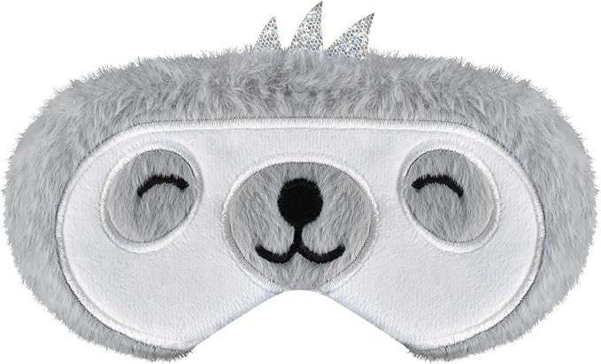 Cute Sleep Masks Cartoon Animal Sloth Eye Masks Soft Plush Sleeping Mask Travel Blindfold Eye Shade for Women Men (Smile Sloth)