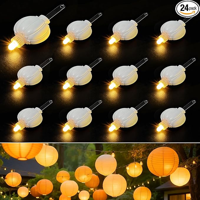 Aogist 24 Pack Small LED Lights Battery Powered Waterproof Hanging Light Last 48 Hours for Paper Lanterns,Balloons,Floral,Weddings & Festival Christmas Decorations,Warm White
