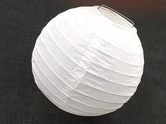 Folding Round Paper Lantern Reusable Chinese/Japanese Style Hanging Ornament Lamp Cover for Garden Birthday Party Decoration Supplies(White,10pcs Assorted Sizes)