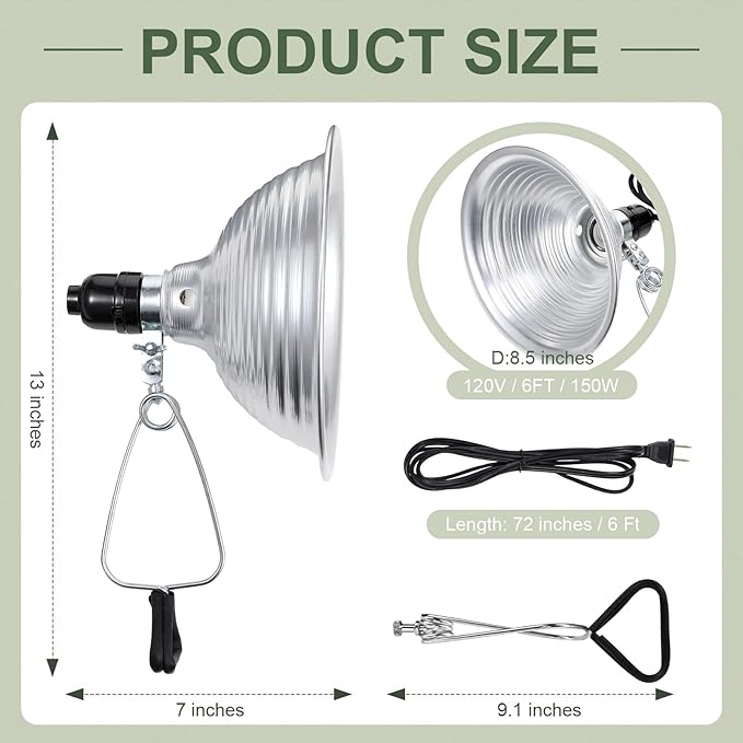 Macarrie 12 Pack Clamp Lamp Light with Aluminum Reflector, 6ft SPT-2 18awg Cord and Adjustable Stand Fixture E26 Socket, up to 150 Watt, No Bulb(8.5 Inch)