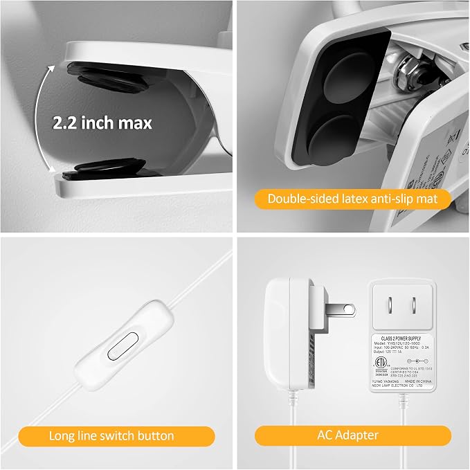 LED Reading Light, Eye-Caring Book Light for Reading in Bed, 360° Flexible Clip on headboard lamp, 5W 3000k Desk Lamp with Clamp for Bedroom, Office, Painting, Workbench and Sewing, White