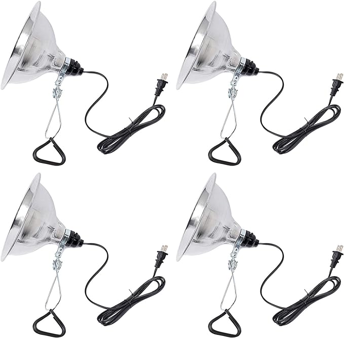 Simple Deluxe Clamp Lamp Light Socket with 8.5 Inch Aluminum Reflector, Suit for Max 150 Watt Lamp (No Bulb Included) with 18/2-Gauge 6 Feet Cord, 4-Pack