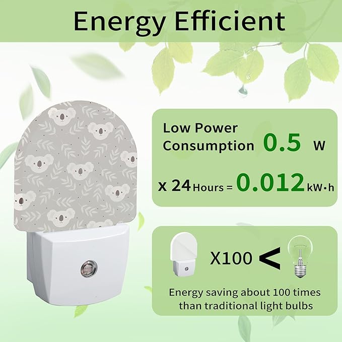 Cartoon Koala Night Light, Cute Night Light Plug into Wall with Dusk to Dawn Sensor, LED Lamp Energy Saving Lights for Men Women Boys Girls,Lamp for Bedroom Bathroom Hallway