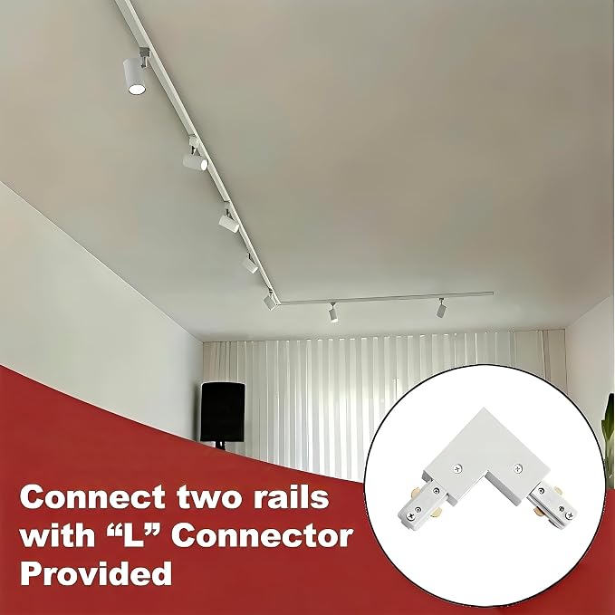 26FT H Track Lighting Rails White, H Type Track Lighting Rails Kit with Floating Canopy Connector, End Caps, Live End Feed, L Connectors, Compatible with 3-Wire Single Circuit H Style System