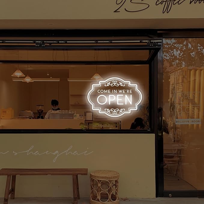 Come In We’re Open Neon Sign, LED Open Sign USB Powered | 17" x 12.6" Business Open Sign for Store, Hotel, Restaurant, Cafe, Bar and Party Decor