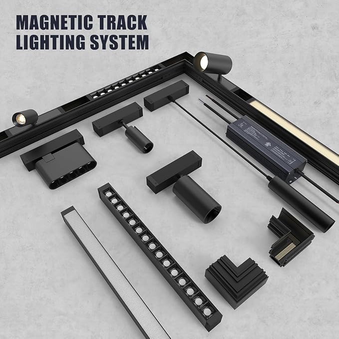 SCON Horizontal Corner Joint Connector for Recessed Magnetic Track Lighting | 24V Professional Grade Aluminum Corner Piece to Create Custom L-Shape Layouts, Compatible Magnetic Track System