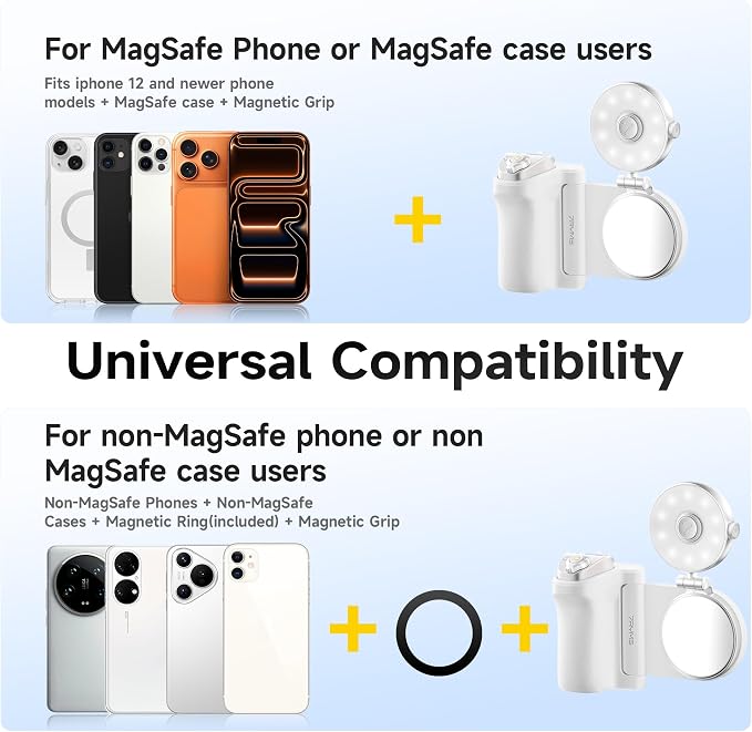 7RYMS 7Rig G1 Camera Grip & 7Lite L1 Selfie Light Creator Kit | Compatible with iPhone and Android. Perfect for Photography, Vlogging, Zoom Meeting, Selfies and Video Creation (White)
