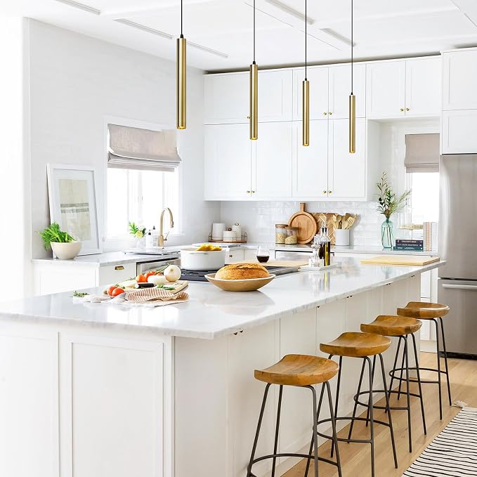Modern Pendant Lights 4000K Bronze LED Dimmable Pendant Light Fixtures Pendant Lighting for Kitchen Island,Bar,Bedroom, 15.7inch, 10W, ETL, 3Pack