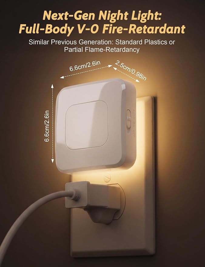Sujeet Plug-in LED Night Light with Motion Sensor & Dusk to Dawn, 3 Color Temperatures (1800K/2700K/5700K), 5 Preset Brightness Levels, Backlit Design, 1-80LM Dimmable for Kids Bedroom, Hallway 4 Pack