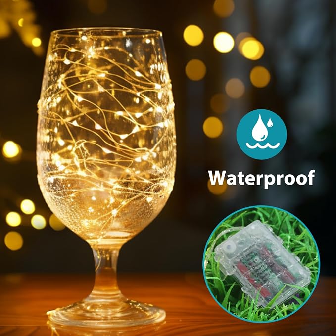 kolpop Fairy Lights Battery Operated with Remote, Each 39Ft 120LED Battery Powered String Lights with Timer, 8 Modes Waterproof Twinkle Christmas Lights for Bedroom Party Indoor, Warm White, 1 Pack