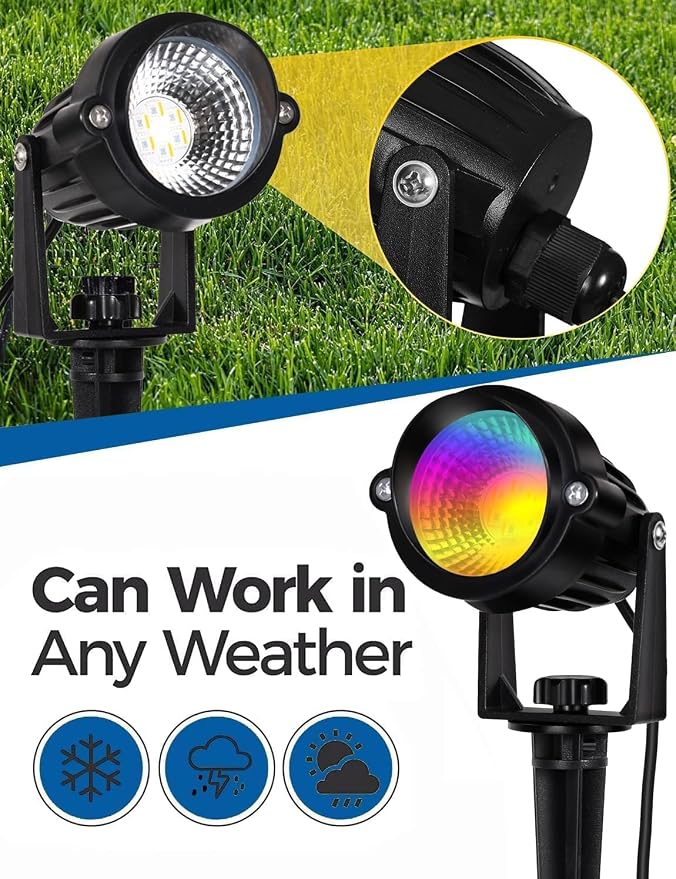 12W Landscape Lights Low Voltage LED Landscape Lighting Spotlight Waterproof Garden Pathway Christmas Decorative Lights Outdoor (RGBW 20 Pack)