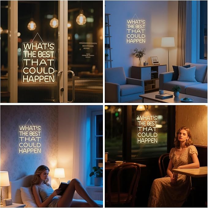 What's The Best That Could Happen Neon Sign Bars Adjustable Brightness Art neon sign Led Sign USB Powered Versatile LED Wall Decor for Home Office, Café, Creative Studio, or Party