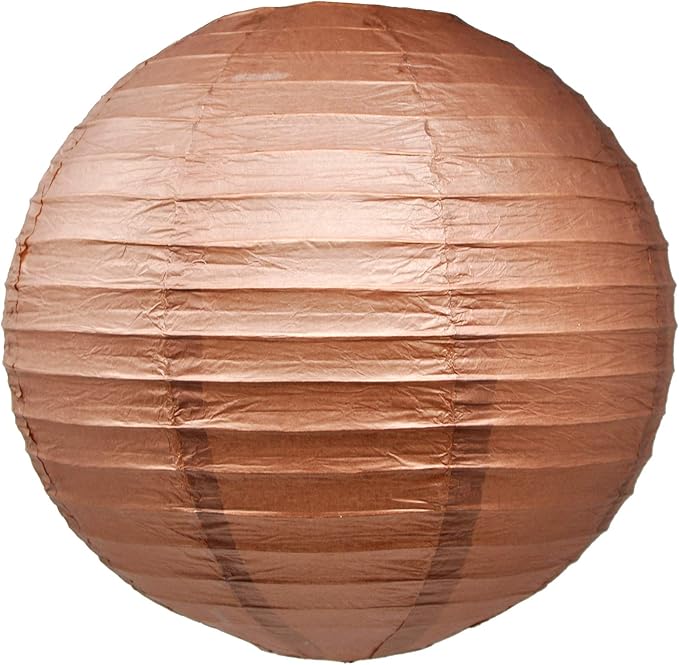 Mudra Crafts Brown Paper Lanterns Wedding Party Decorations - 12 in 10 Round Hanging Ceiling Lanterns, 10 Pack, Decorative Lamp Shades