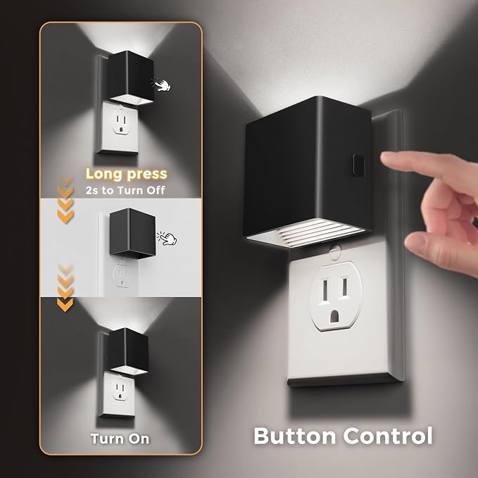 L LOHAS LED Night Light,Night Lights Plug into Wall,[2-Pack] | LED Night Light Brightness Adjustable,5000K Daylight White, Nightlight for Bathroom Hallway Kitchen