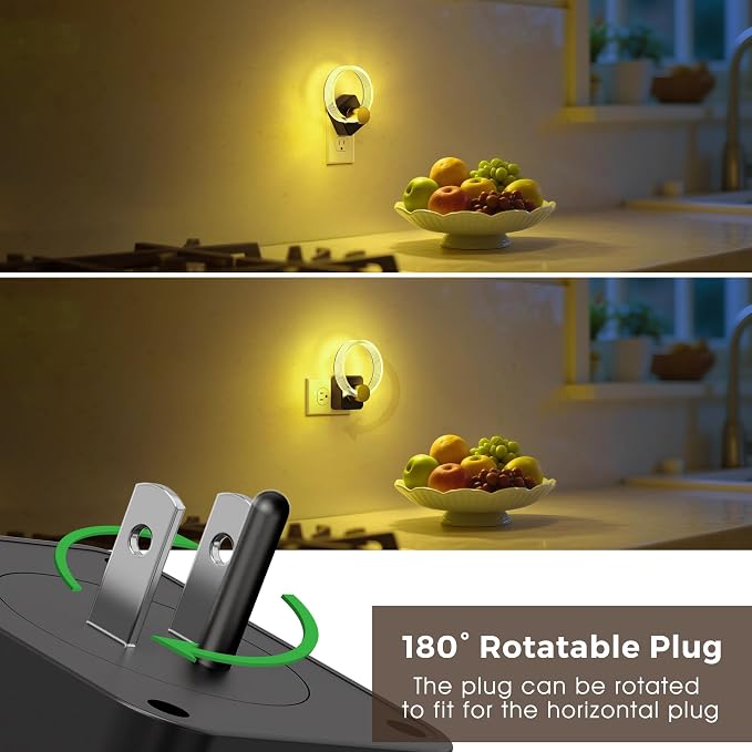 L LOHAS LED Night Lights Plug into Wall, Changing RGB Night Light | Dusk to Dawn Sensor, 180° Rotatable Acrylic Nightlight Plug in Wall for Halloween, Christmas, Holiday, Hallway