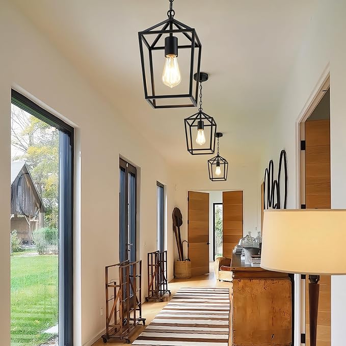 Sheetea 2 Pack Pendant Lights Kitchen Island, Modern Black Light Fixtures | Farmhouse Design, Ceiling Hanging Height Adjustable, Durable Metal, Quick & Easy Installation, Small Pendant Lighting