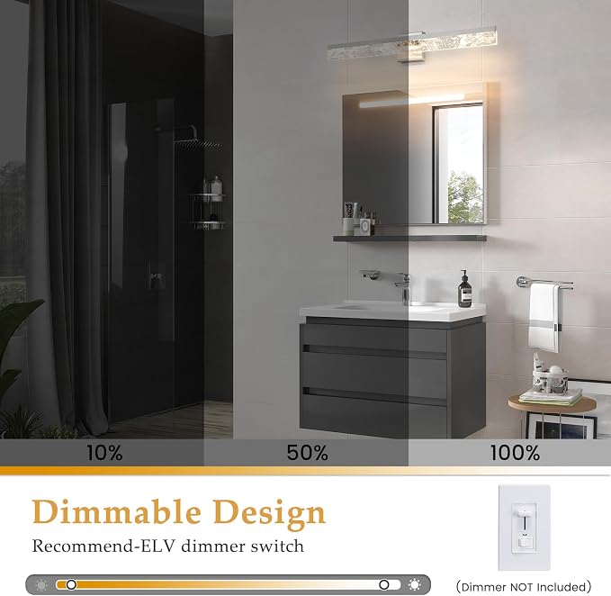AIJIASI Bathroom Light Fixtures Over Mirror, 32 Inch Brushed Nickel Vanity Lights for Bathroom, 24W Dimmable LED Modern Vanity Lighting Fixtures for Living Room Paintings 3000K