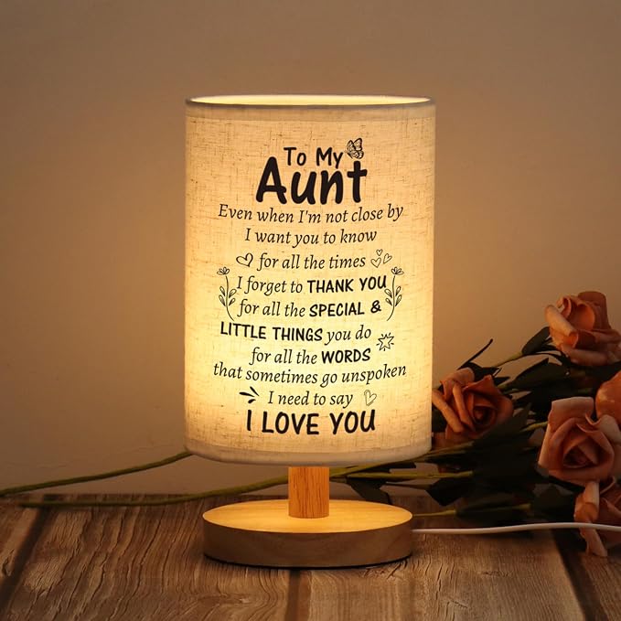 WSYEAR Aunt Birthday Gifts from Niece, Mothers Day Aunt Long Distance Gifts from Niece Nephew - Desk Bedside Lamp