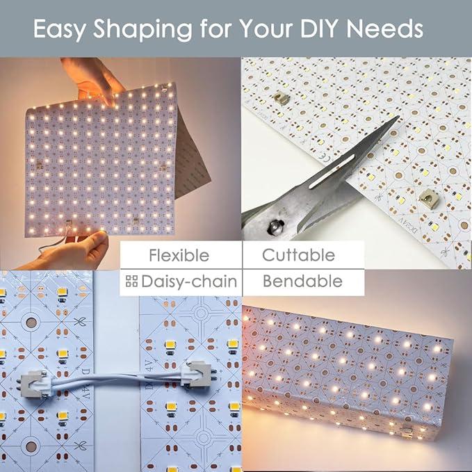 4-Pack LED Backlight Sheet 24V 36W 3000K Warm White, 19.3X9.6 inches Each Unit, Dimmable Flexible LED Panel Sheet for Backlit Translucent Stone/Marble/Onyx/Quartz Countertops Walls