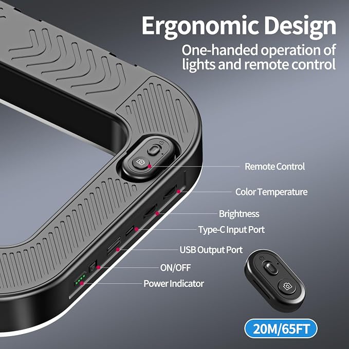 Magnetic Cell Phone Light for Video Recording, Handheld Phone Stabilizer with Light, 8000mAh LED Selfie Phone Ring Light with Phone Holder, Smartphone Video Rig for Camera, Vlog, TikTok