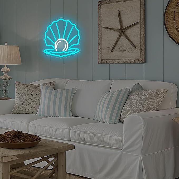 Seashell Neon Sign for Wall Decor Sea Shell With Pearl Led Sign Seashell Decor Coastal Neon Light Up Signs for Bar Club Hotel Store Home Party Summer Vibe Wall Art Sea Lovers Gift Kids Room