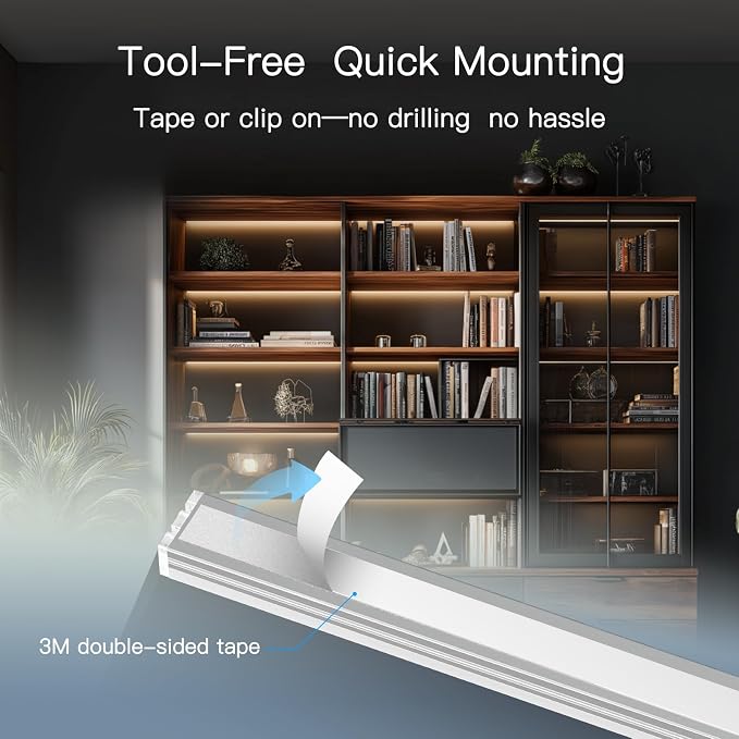 V4light Under Cabinet LED Lighting Bars, 6-Pack, Plug-in, Dimmable | 0.3in Ultra-slim aluminum, touch dimmer, 2700K–6500K adjustable, linkable for closet, shelf, kitchen & display cabinet