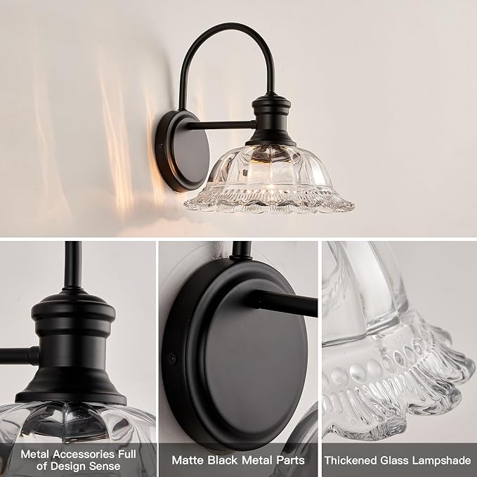 HDDFL Wall Scones Matte Black Wall Lighting Fixture Modern Indoor Lamp for Bedroom Living Room Door Header
