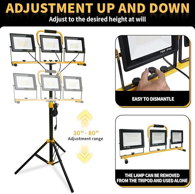 LED Light Work Stand: 21000LM Portable Lighting for Job Site, Construction & Garage Workshop-New,Black