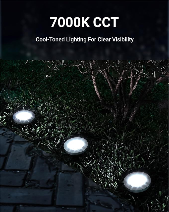 Sunco 12 Pack Outdoor Solar Pathway Lights, Dusk to Dawn, 7000K | Waterproof LED Landscape Stake Lights for Gardens, Yards, Patios and Decks, with Cross-Spike Ground Mount