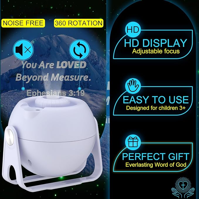 Landscape Verses Projector Galaxy Projector Includes 12 Interchangeable Christian Discs Night Light Set Project Religious on Walls or Ceilings for Gift