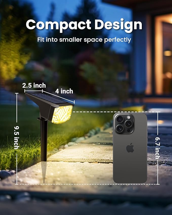 SOLPEX Solar Spot Lights Outdoor Waterproof 12 Pack Warm White | Solar Landscape Spotlights Outdoor, Compact Design Spot Lights, Flood Lights for Garden Yard Pathway House Tree Outside