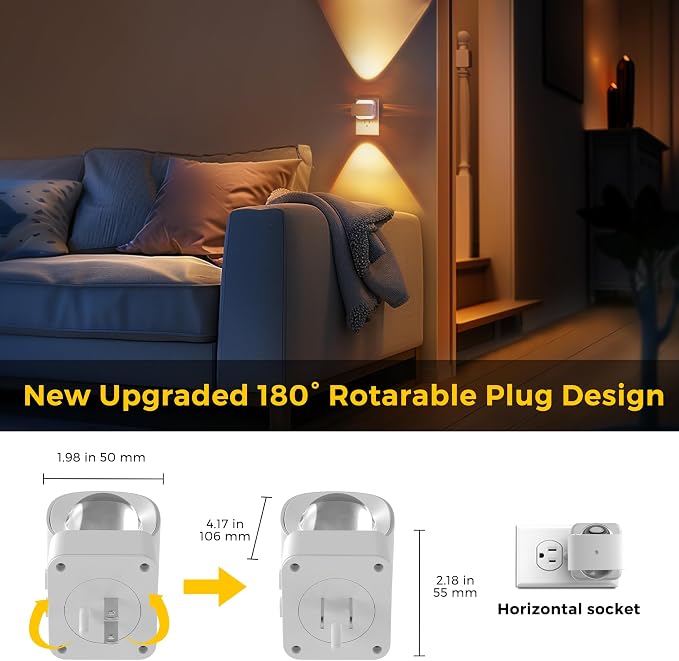 L LOHAS LED Night Light Projector, Night Lights Plug into Wall 3CCT | 2000K/3000K/5000K Adjustable Color Temperature Nightlight, Rotating White Nightlight with Light Sensor for Bathroom, Hallway