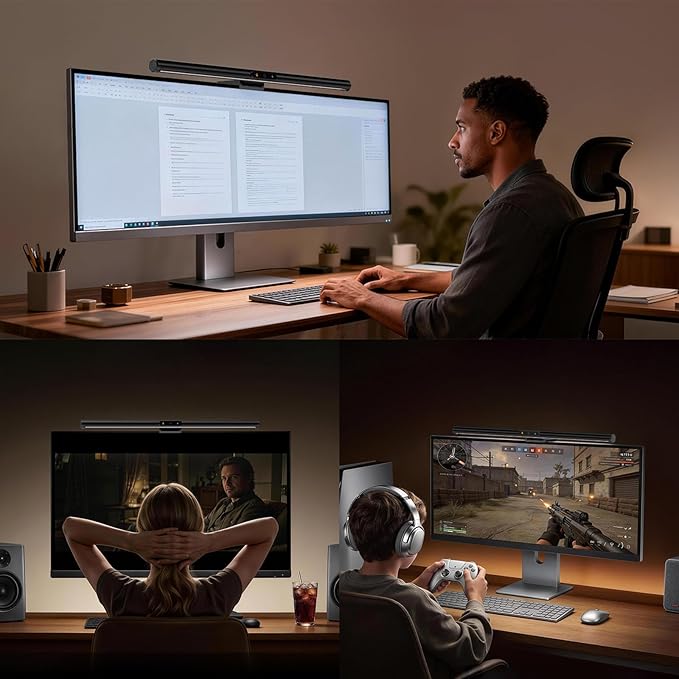 LYMAX Computer Monitor Light Bar with Wireless Remote, Eye-Care with Motion Sensor, Fit for All Monitor, Adjustable Color Temperature with Auto-Dimming, No Glare Home Office Gaming Desk Light