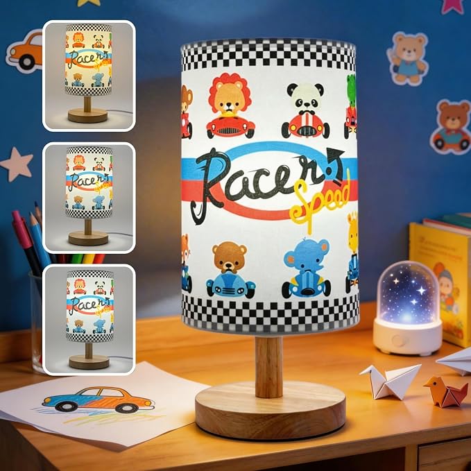 Animal Kids Lamp for Bedroom Boys Bedside Table Lamp 3-Colors Cute Nightstand Night Light Lamps for Bedroom with Cartoon Lampshade Animal Desk Lamp for Girls Boys Room Nursery Decor Gifts for Kids