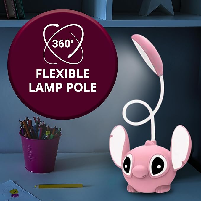 Pink Cartoon Kids Desk Lamp – Night Cartoon Figural Cute Table Lamp for Kids Bedroom Girls Night Light for Bedroom Room Decor Light Birthday Gifts