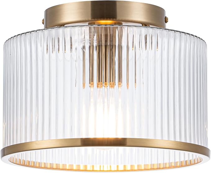 MAYNA Modern Gold Ceiling Light Fixture, 1-Light Hallway Light Fixtures Ceiling Mount, Glass Foyer Lighting Fixtures for Bedroom Bathroom Dining Room Laundry Room Entryway