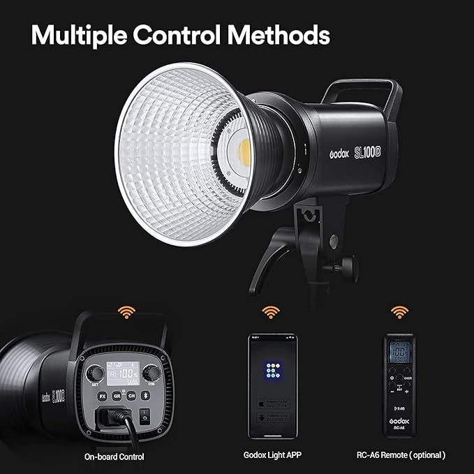 Godox SL100D LED Video Light,100W TLCI≥97 CRI≥96,5600K Continuous Lighting, 8 FX Lighting Effects, 32100Lux @1M Bowens Mount COB LED Continuous Light for Video Shooting,Content Creating,Photography