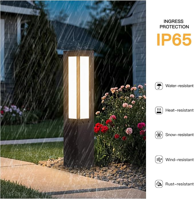 MVBT 31.5" Solar Pathway Lights Outdoor, Dusk to Dawn Landscape Path Lights | IP65 Waterproof Bollard Light Outdoor, 3000K Solar Lamp Path Light, Commercial Pathway Lighting for Driveway Garden Walkway