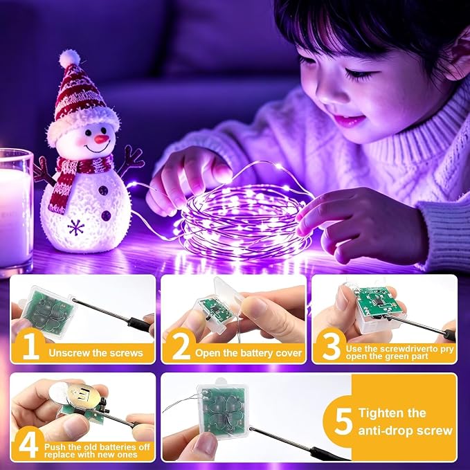 ZGWJ 12 Pack Purple Fairy Lights, Mini String Lights with Remote and Timer | 8 Lighting Modes Timing Function Battery Operated 7 FT 20 LED Waterproof,Halloween Christmas Tree Parties Decor