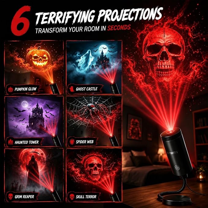 Plug and Play HD Star Projector Halloween 6 Disk Set, 2026 New Projector