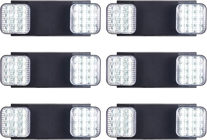 GZRUIYANG Emergency Lights with Battery Backup, LED Commercial Emergency Lighting Fixtures Two Head Adjustable, UL 924 Certified, Hardwired Emergency Exit Light for Business - 6 Pack(Black)