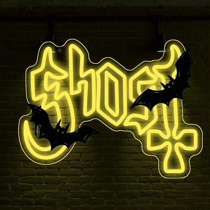 Ghost Neon Sign, Yellow LED Wall Light | (12.2"x16.5")IN,Mysterious Rock Music Decor, Occult Aesthetic Room Light