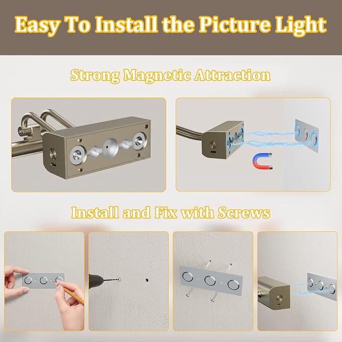 Picture Light for Wall, Antique Brass, 13.8", Remote Control | 4000mAh Cordless,Wall Light, Magnetic for Easy to Charge,Timers, Display for Gallery Living Room Bedroom