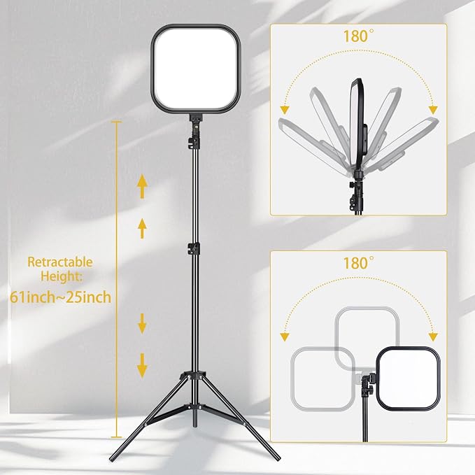 2-Pack LED Video Light Kit, 15W Studio Light,2500-8500K Color temperatue with Tripod Stand&Phone Holder,78" Dimmable Stream for Video Recording, Game Streaming, Photography, YouTube